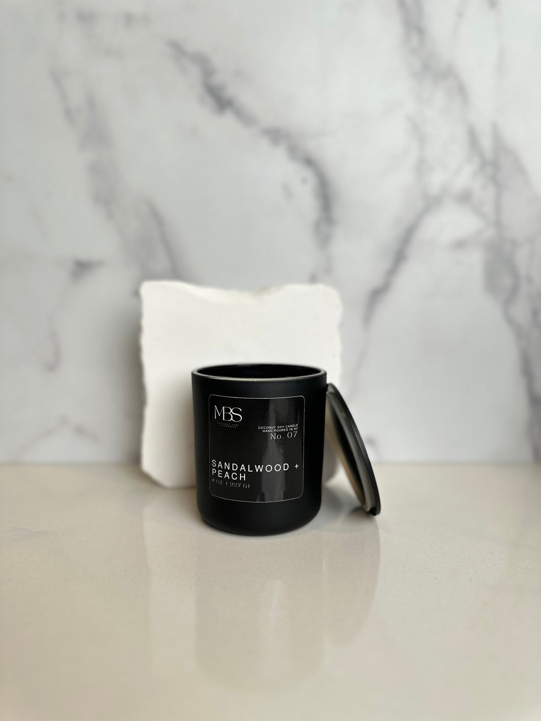 Sandalwood + Peach | 8oz Candle - Mind Body & Scents, LLC