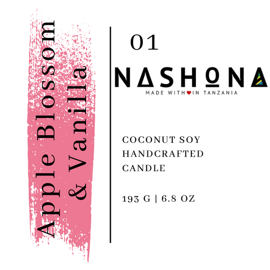 Nashona Apple Blossom & Vanilla | 6.8oz Candle - Mind Body & Scents, LLC